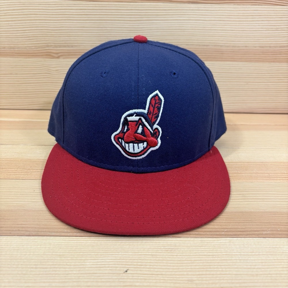 Vintage Cleveland Indians Chief Wahoo New Era 7 1/4 Fitted Made In USA 5950 Hat